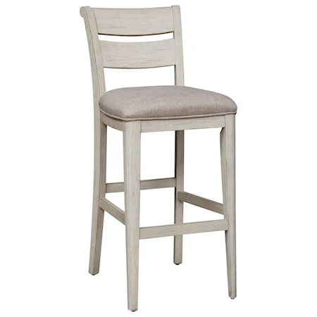 Relaxed Vintage Ladder Back Upholstered Bar Stool